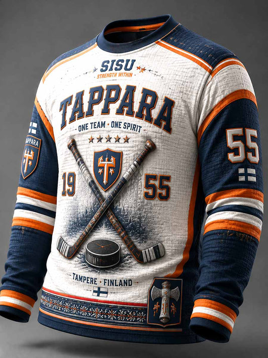 Herrar Vintage Ishockey Tappara 1955 Minnesmärkestryck Tröja