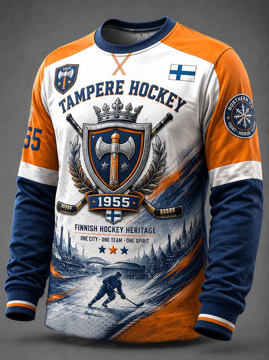 Herrar Vintage Ishockey Tappara 1955 Minnesmärkestryck Tröja