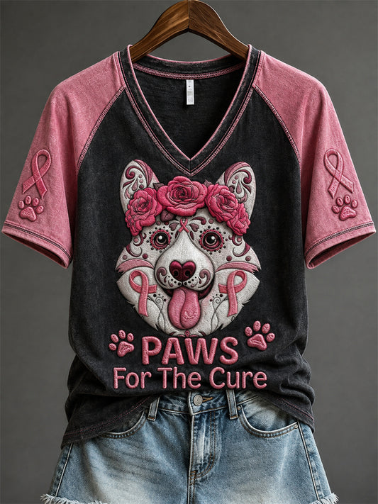 Kvinnlig Paws for the Cure Cargi hundrosa sockertömplöste kortärmad t-shirt