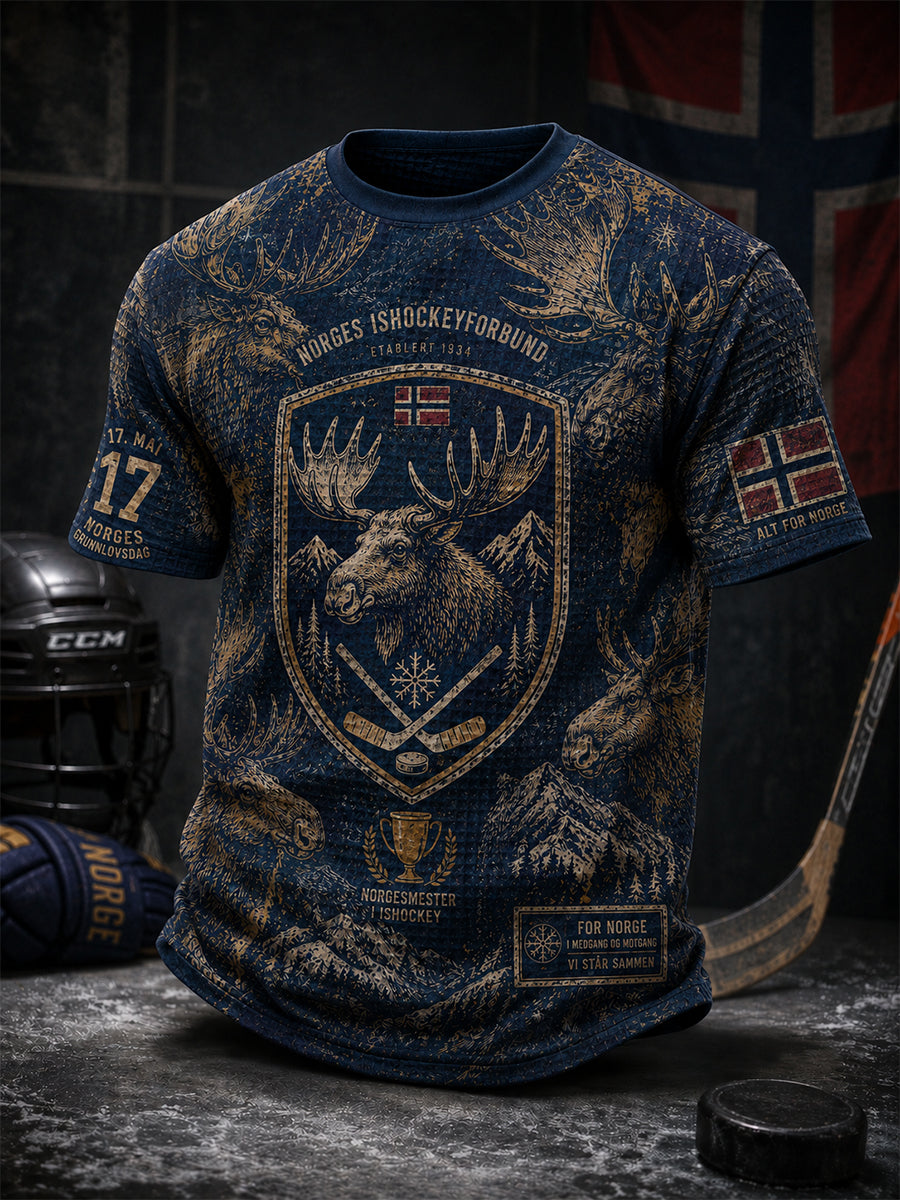 Mäns norska hockey-Vaffle-väv kort ärm topp