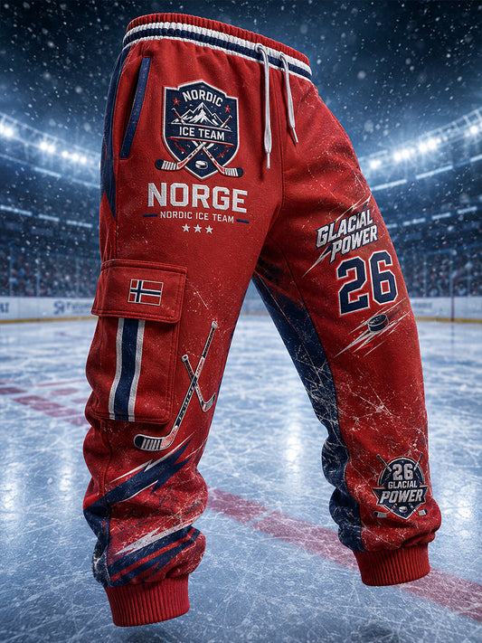 Idrottsbyxor med ishockeymotiv för män