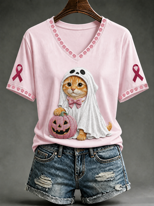 Kvinnlig bröstcancer-t-shirt med korta ärmarna