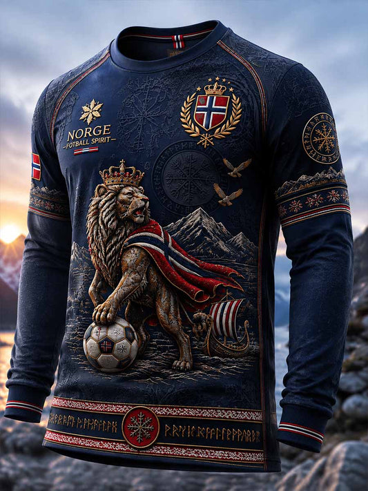 Herrtröja i norskt fotbollsmotiv med långa ärmar