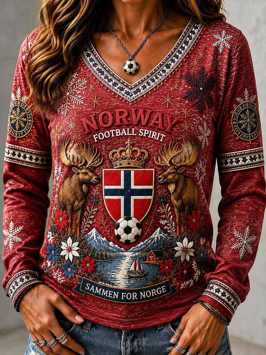 Damtröja i fotbollsmönster med lång ärm från Norges landslag