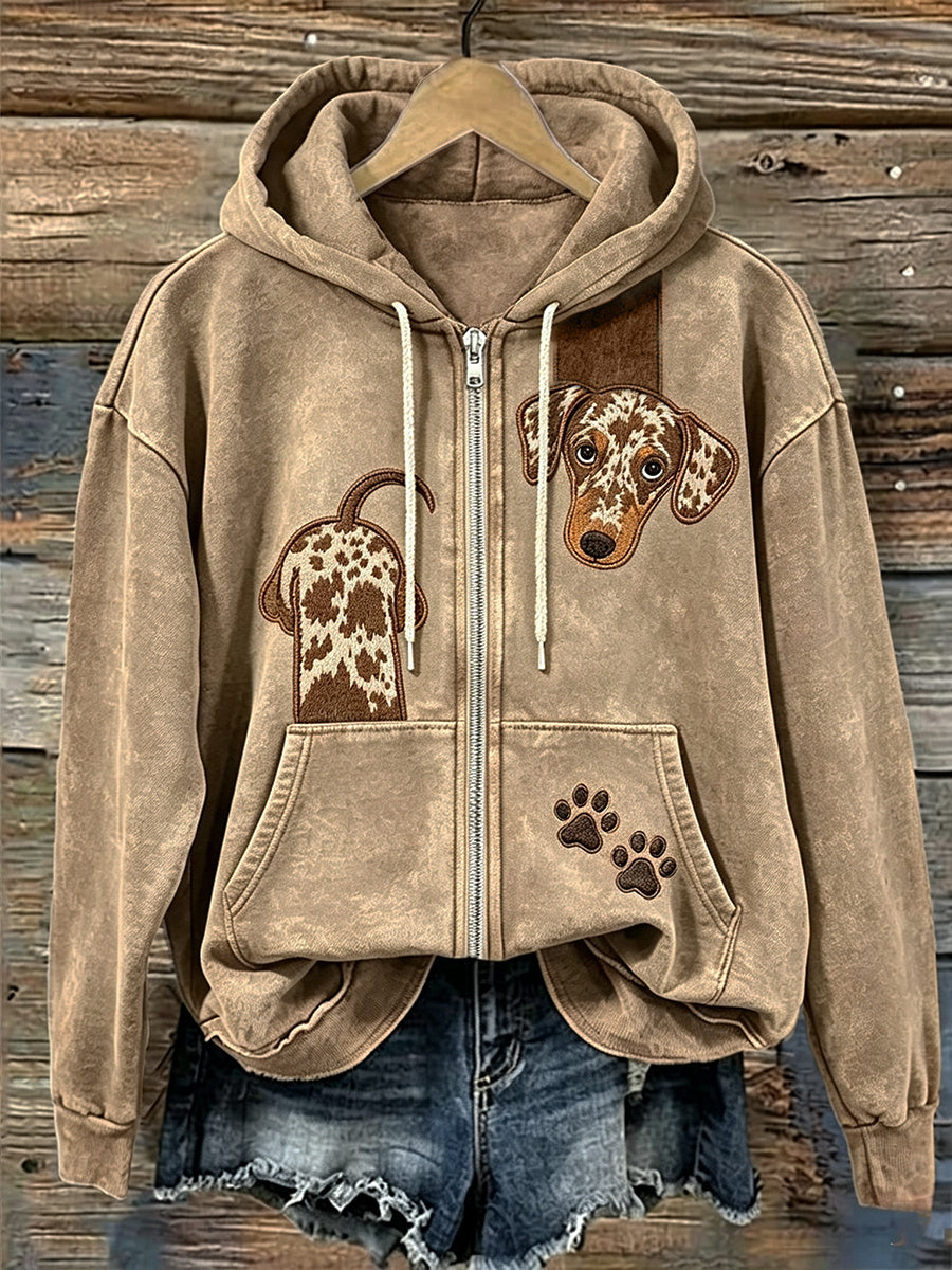 Kvinnors roliga hund och tass utskrifter full Zip Hoodie.