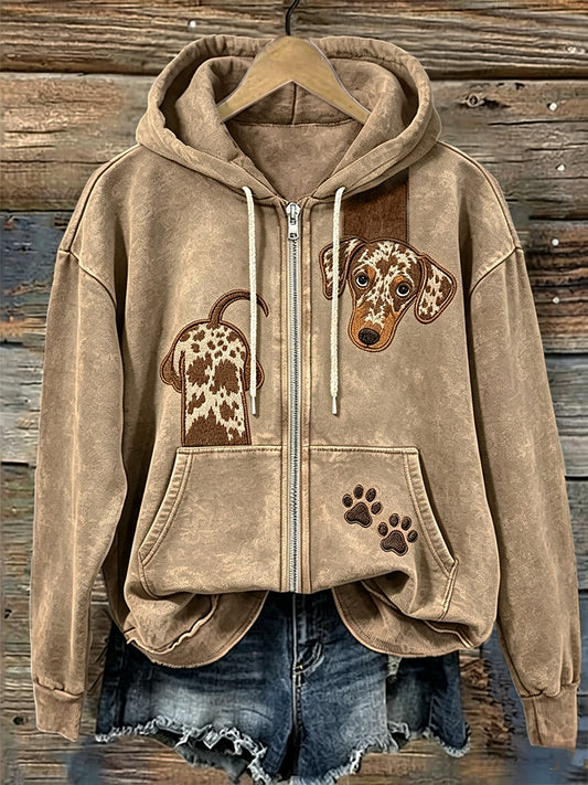 Kvinnors roliga hund och tass utskrifter full Zip Hoodie.