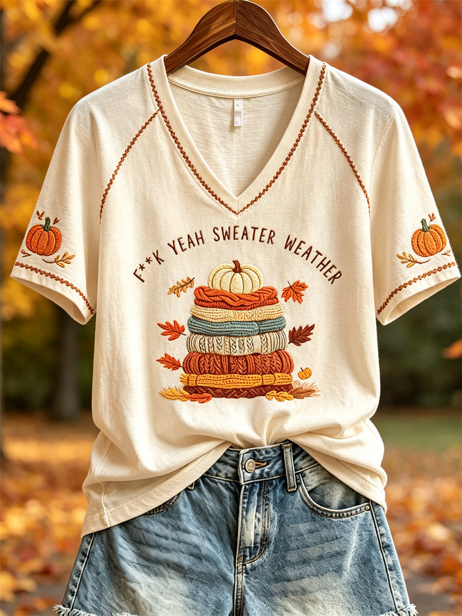 Women's Fall sweater Weather Pumpa & Tröja Skriv ut kortärmad T-shirt