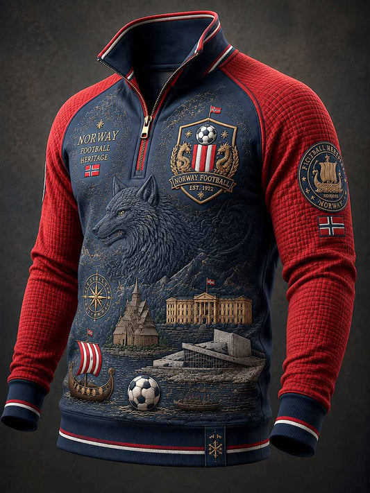 Herrtröja i vintagestil med fotbollsmotiv och grafiskt tryck