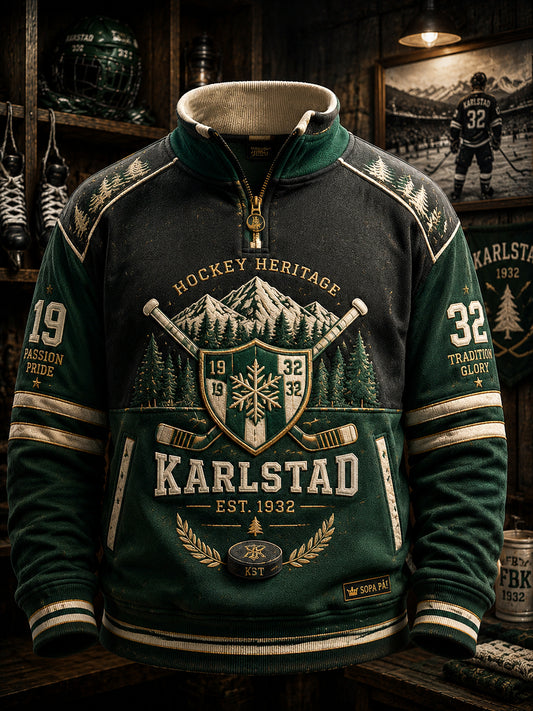 1932 Grönt och vitt hockeyklubb Zipper Sweatshirt