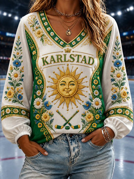 Karlstad Green Heart Hockey Heritage V-Hack Topp