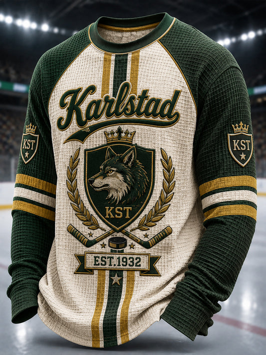 Men'sgrönvitt Hockeyarv Vintage Axelärm