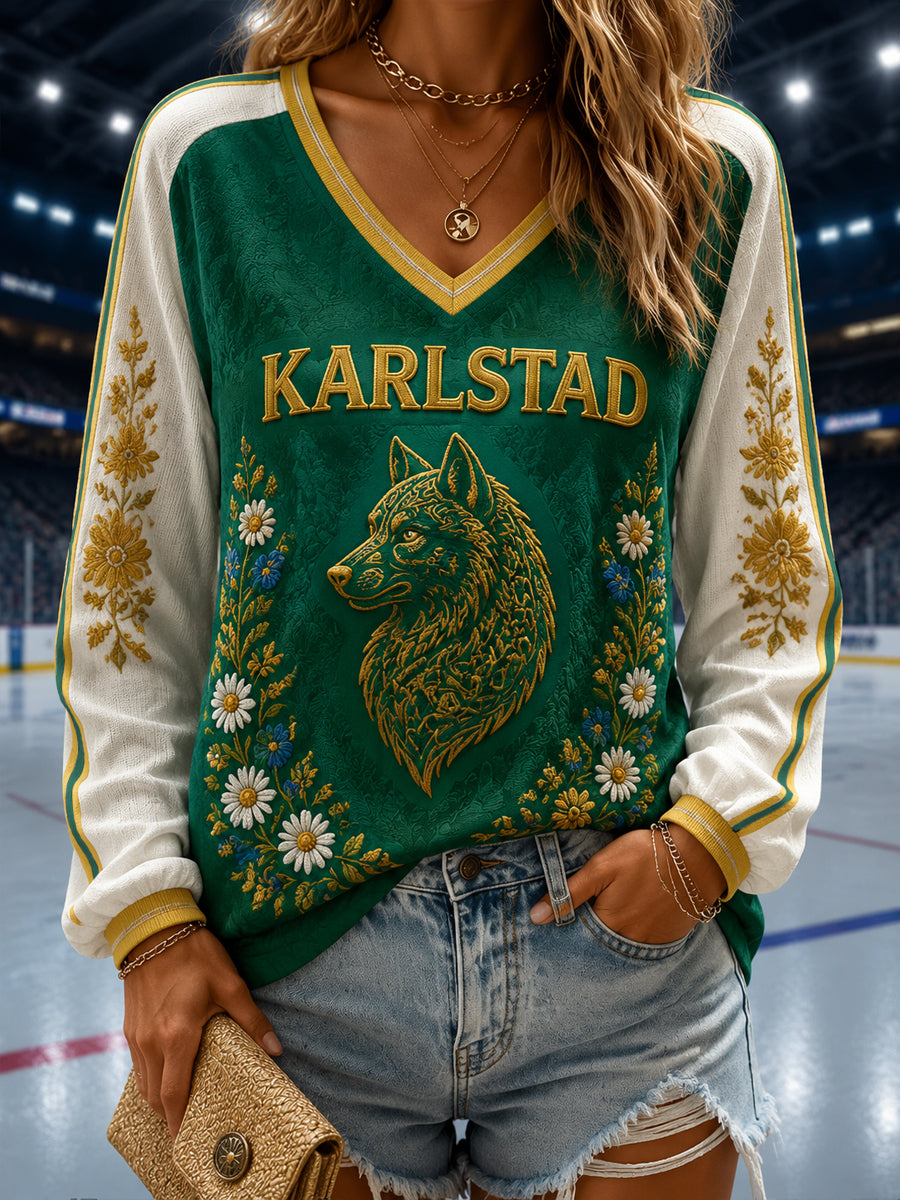 Grönvitt Pride Karlstad Hockey V-Neck Topp