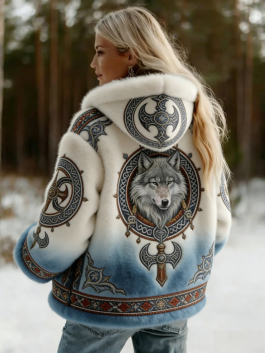 Kvinnlig vintage-vikingjacka i keltisk stil med mönster, i flanell