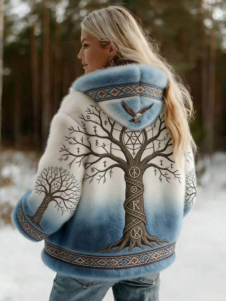 Kvinnors Vintage Viking Celtic Style Mönstrad Flannel Jacka