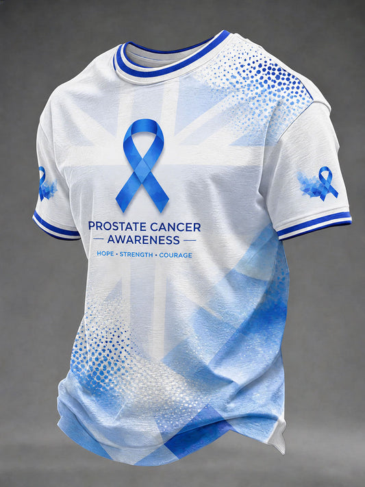 Kvartalsvis informerande ledig t-shirt för män om prostatacancer