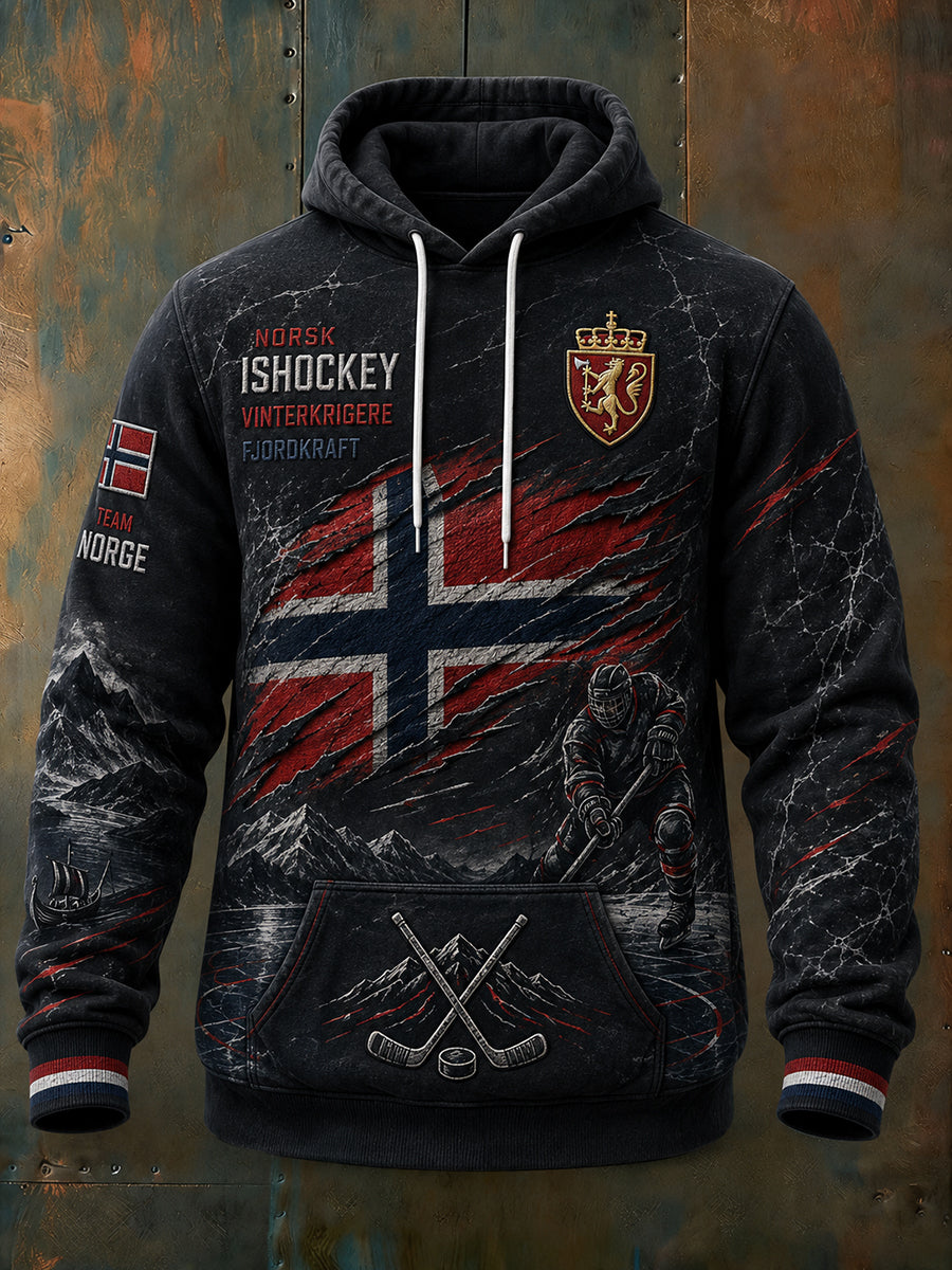 Mäns långärmad tröja med ishockey-tema tryckt