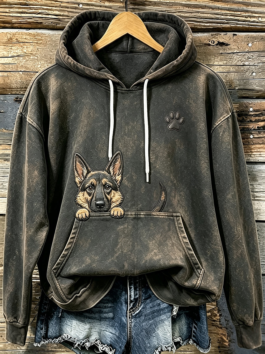 Kvinnors tyska Shepherd & tass Skriv ut bekväm HoodieComment