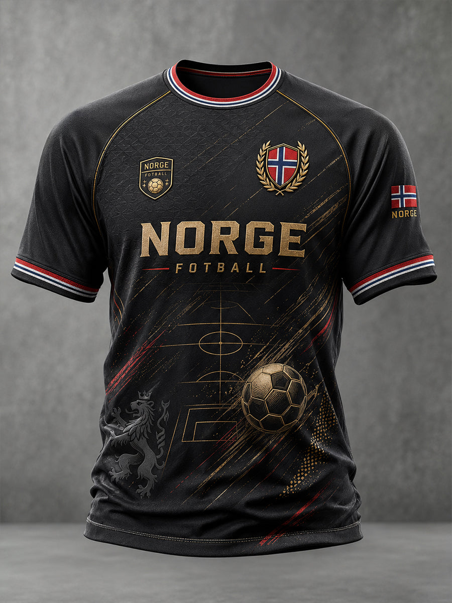 Herrtröja med korta raglanärmar och grafiskt tryck med fotbollstema