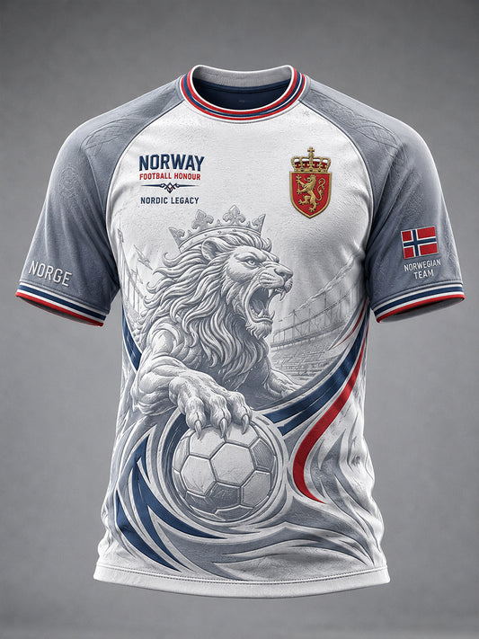 Herrtröja med korta raglanärmar och grafiskt tryck med fotbollstema
