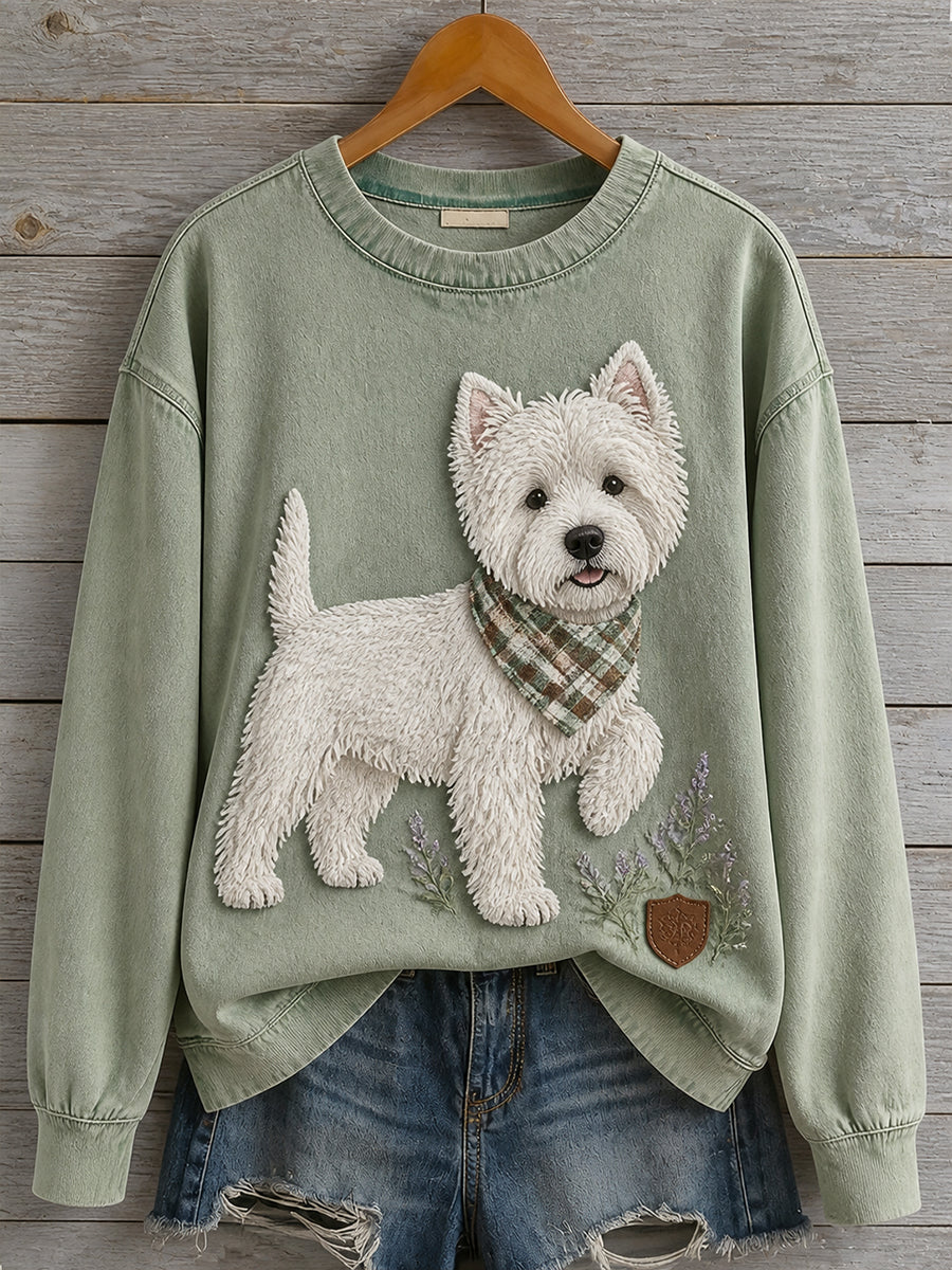 Retro sweatshirt med djurmönster, avslappnad och bekväm