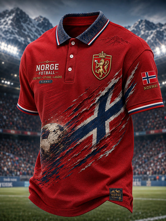 Mäns kortärm Polo tröja med fotboll inspirerad tryckt