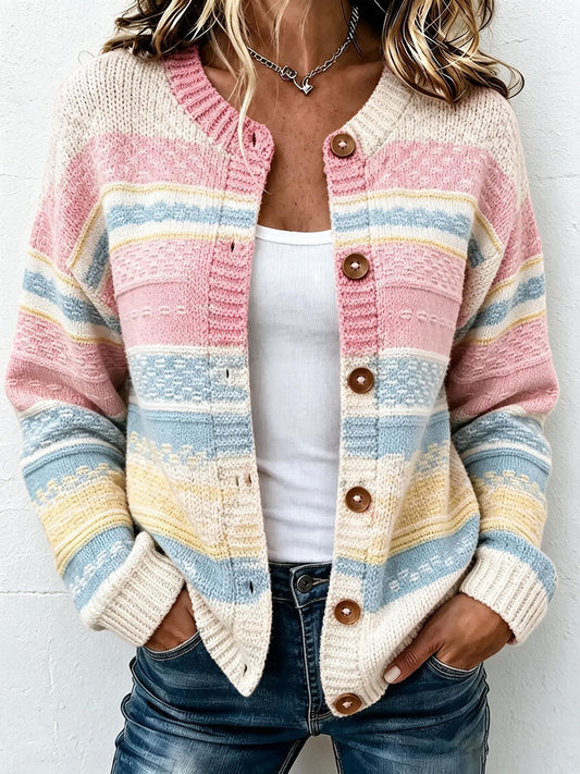 Kvinnors randiga mönster Sticka cardigan