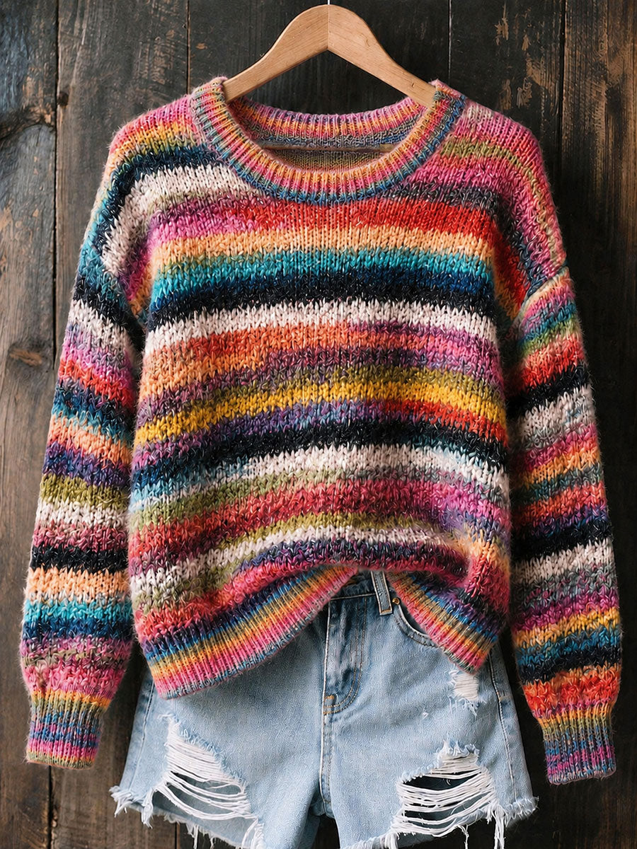 Kvinnors randiga tryck Casual Topp