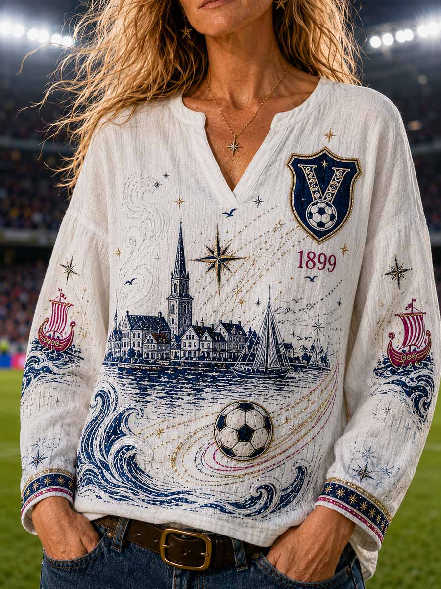 Kvinnors Vintage 1899 fotboll traditionellt lag tryckt T-shirt