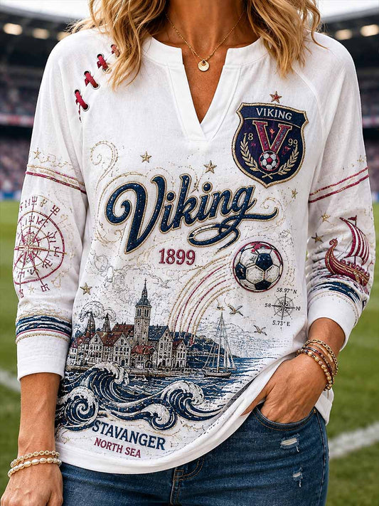 Kvinnors Vintage fotboll Traditionella lag Print Sweatshirt