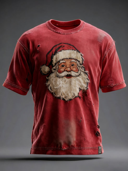 Mäns jul Print Casual T-shirt