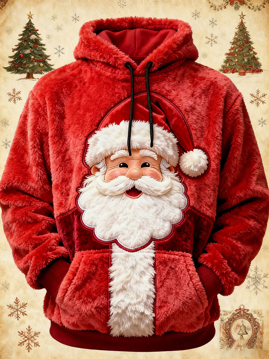 Mäns jul Santa Claus konst överdimensionerad drop-Shoudre Hoodie med fickar