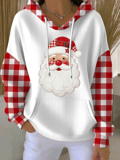 Kvinnors jultomten Plaid mönster Hoodie mönsterName
