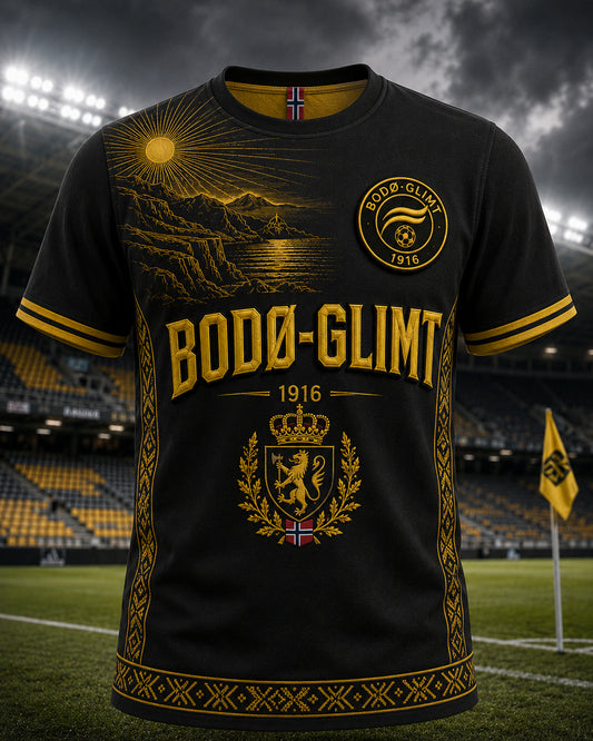 Herrtröja i fotbollsstil från Norway Football med korta ärmar, modell Bodø/Glimt