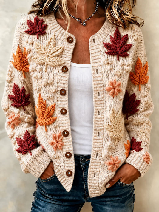 Kvinnors fall konst Print Casual Cardigan