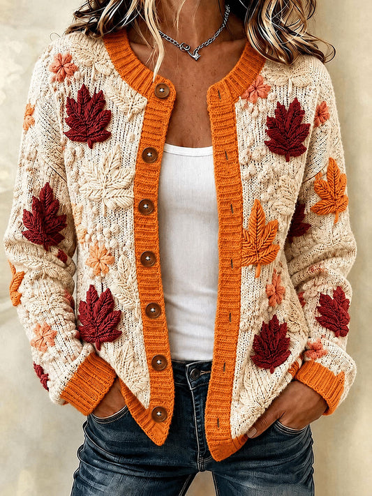 Kvinnors fall konst Print Casual Cardigan