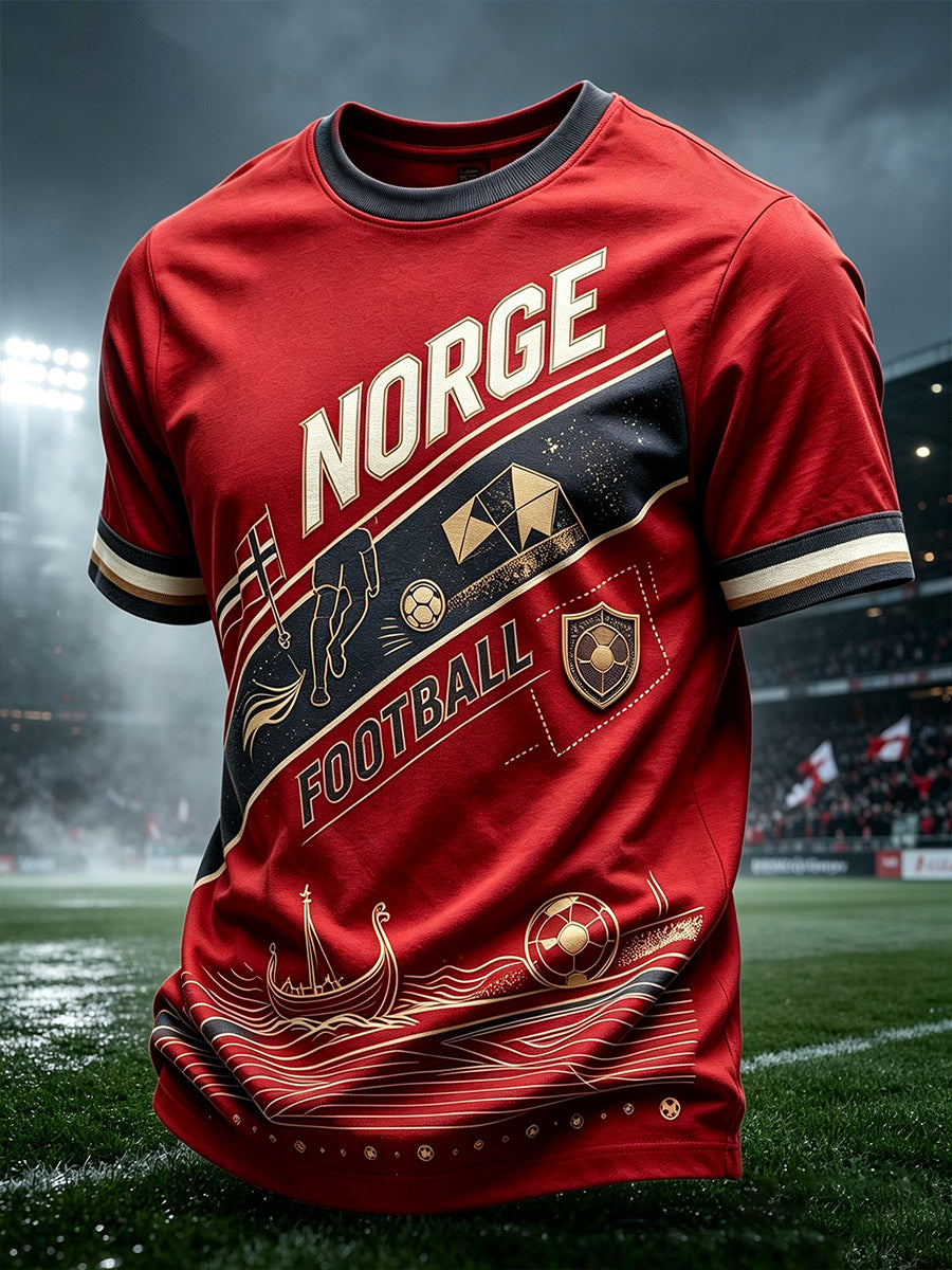 Mäns Norge fotboll besättning hals Faux acetat T-shirt