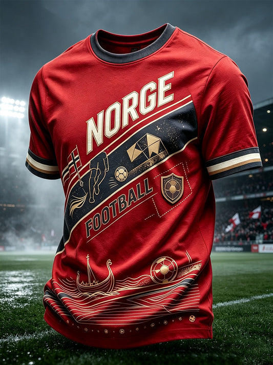 Mäns Norge fotboll besättning hals Faux acetat T-shirt