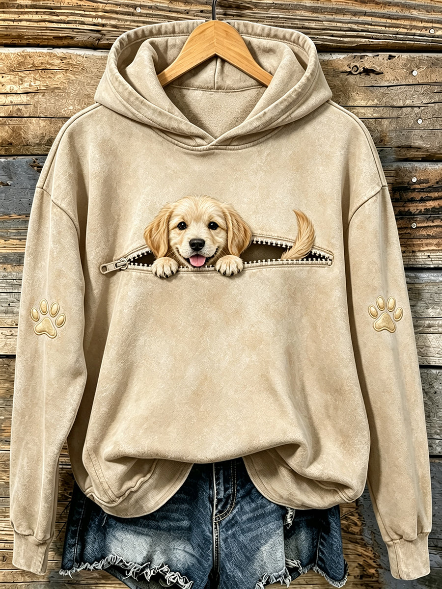 Kvinnors söta kikande gyllene retriever & tassar Print