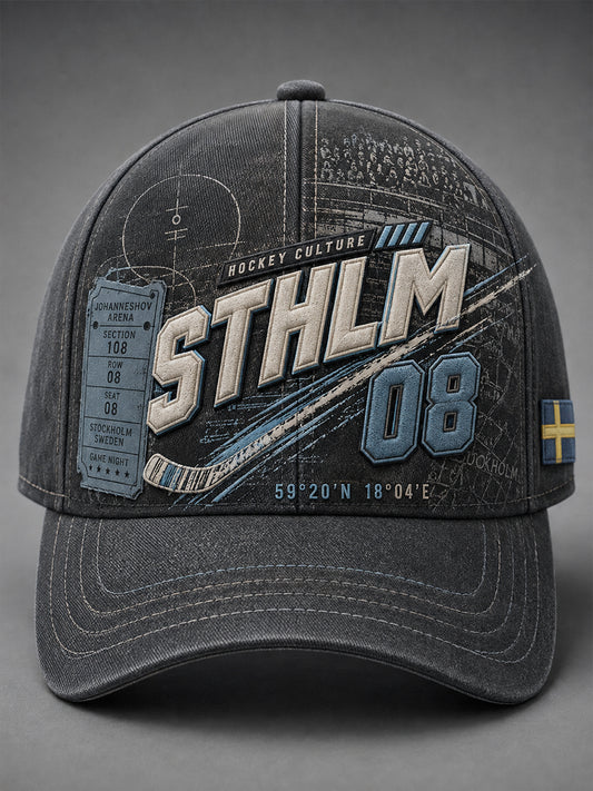 Unisex Vintage Stockholm Sverige Ishockeyhatt