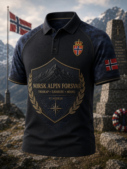 Mans norsk militärresa konsttryck pikétröja