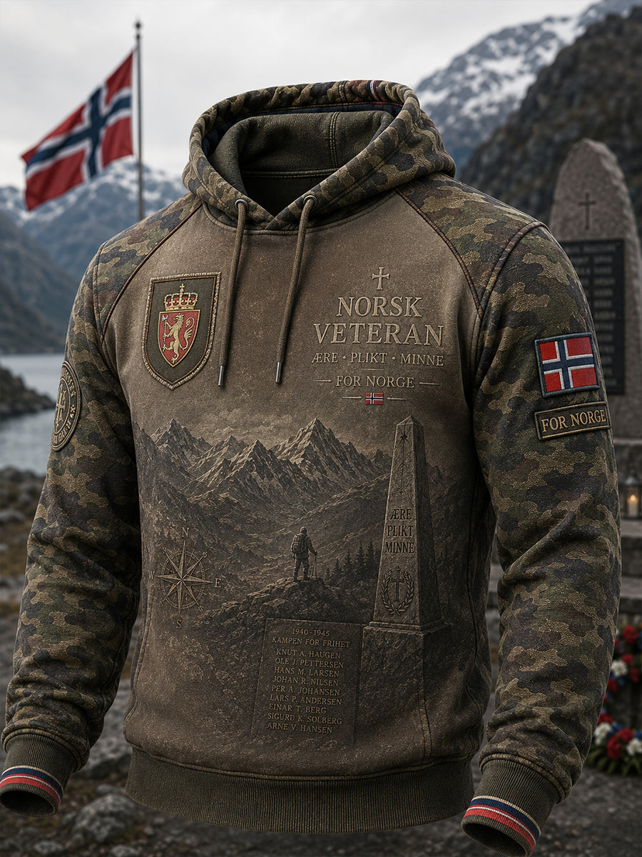 Mans norsk militärresa oversized huvtröja med fallande axlar och fickor