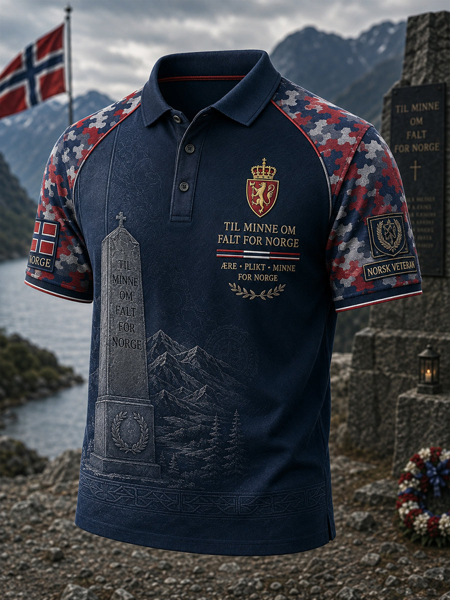 Mäns norska militär resa konst Print Polo tröja