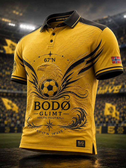 Mäns Vintage Bodø fotboll lag Grafik Polo tröj