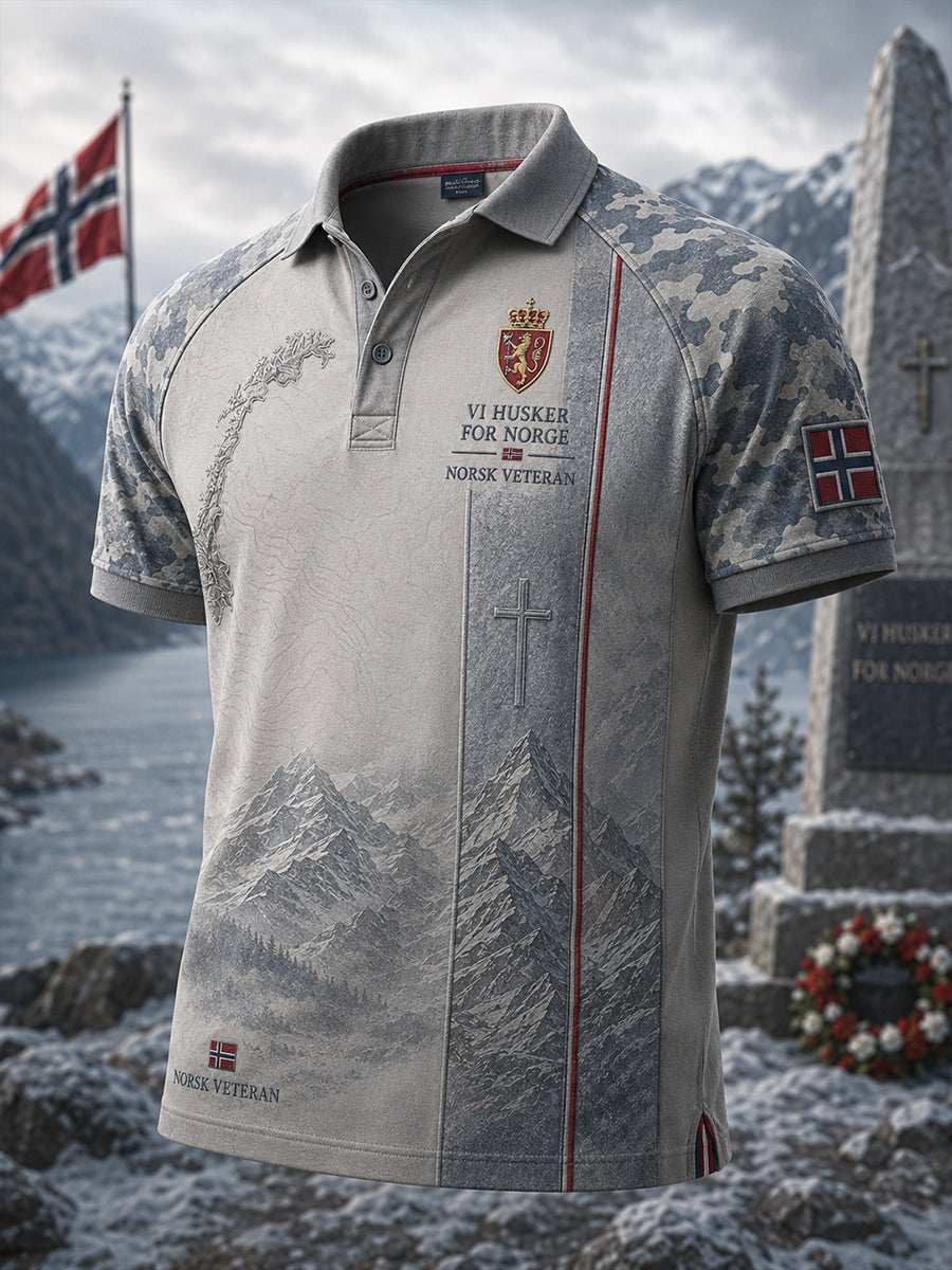 Mans norsk militärresa konsttryck pikétröja