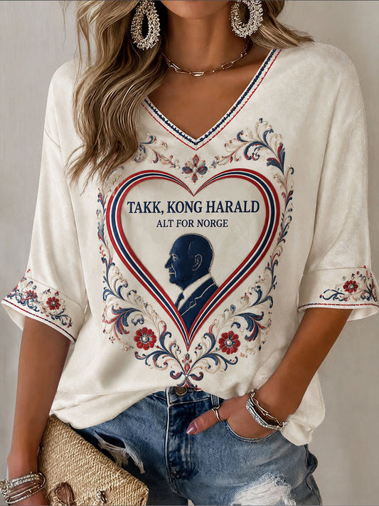 Damm-T-shirt med tryck Rip Norway Harald