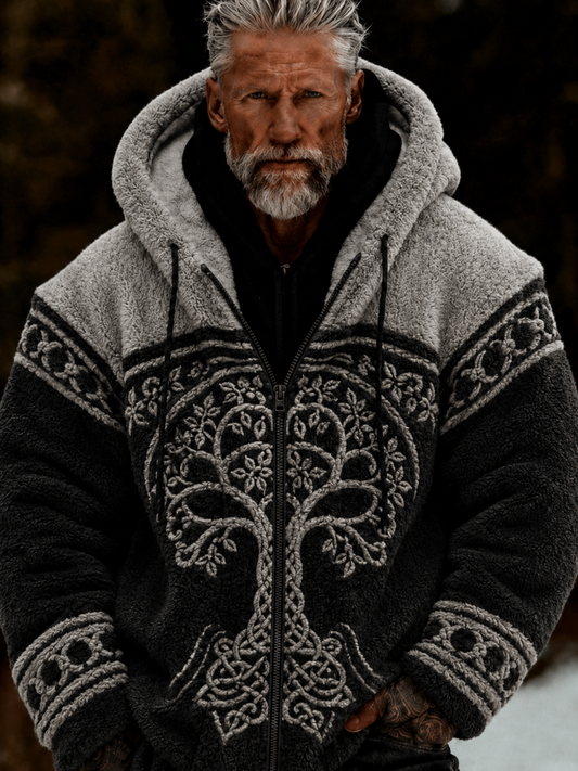Mäns viking träd av livet keltisk-stil pluk mysig varm dragkedja jacka