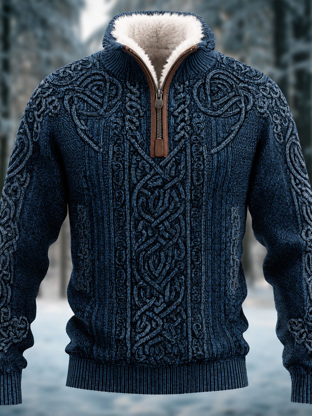 Mäns retro Viking stil avslappnad varm halv blixtlås tröjar