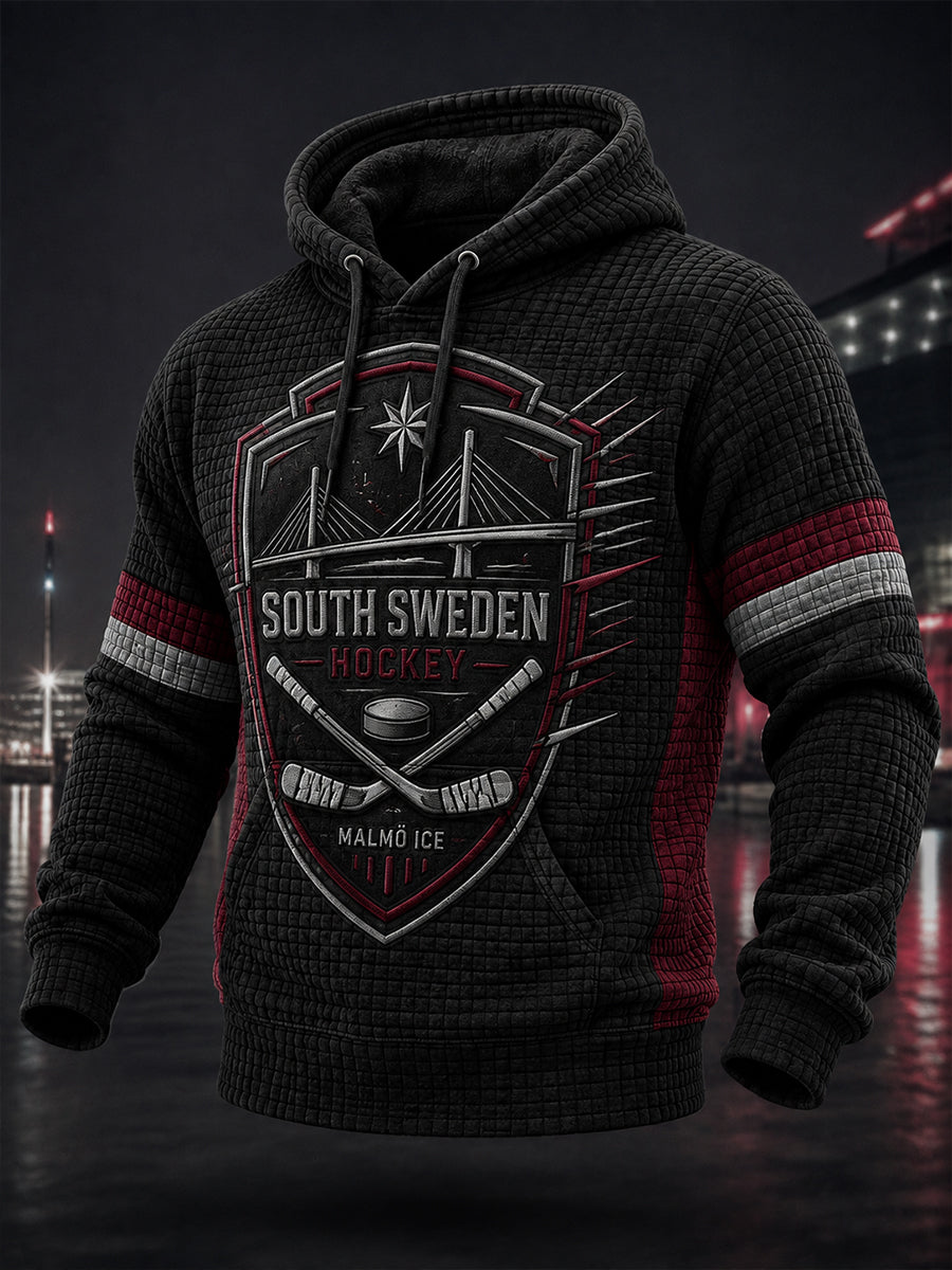 Herrligan i ishockey i Sverige Entusiaster Överskottsstorlek Löparegenskuddad Hoodie med fickor