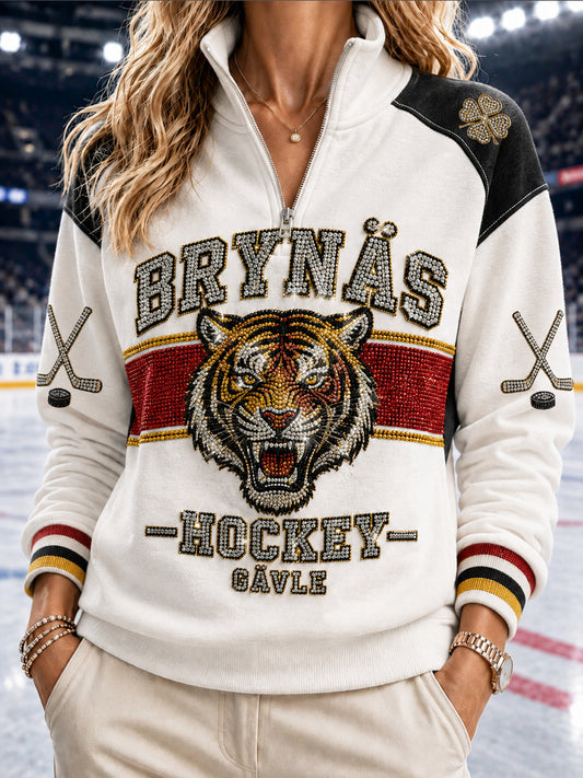 Brynäs Röd Guld Hockey Stripe Damskjorta