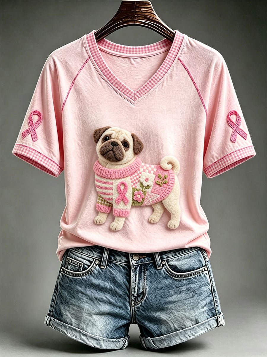 Damens söta Pug T-shirt